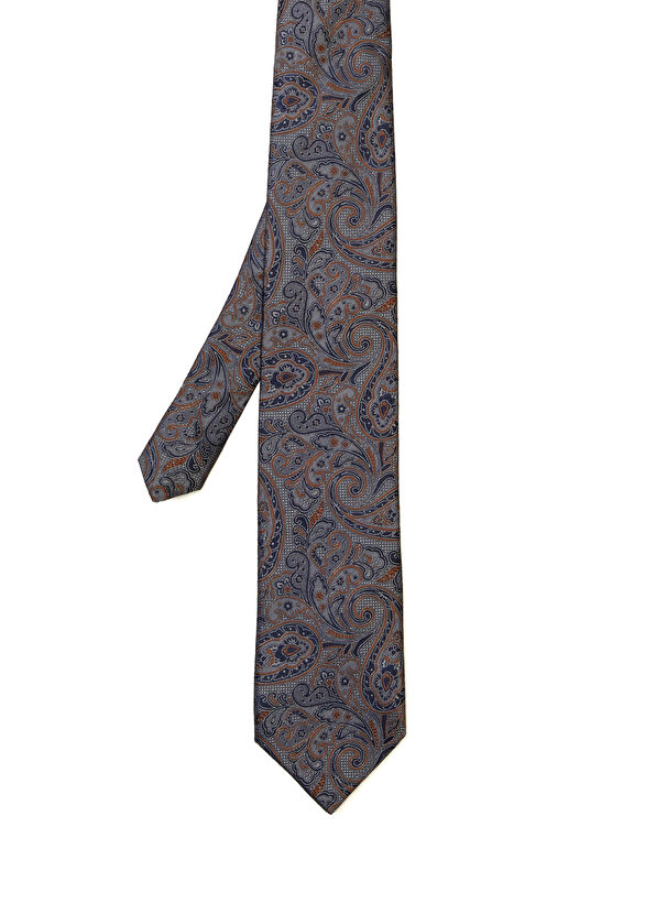 Beymen Club Grey Paisley Patterned Silk Tie - 1