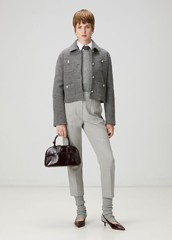 Beymen Club Gri Melanj Saç Örgü Yün Kazak - 2