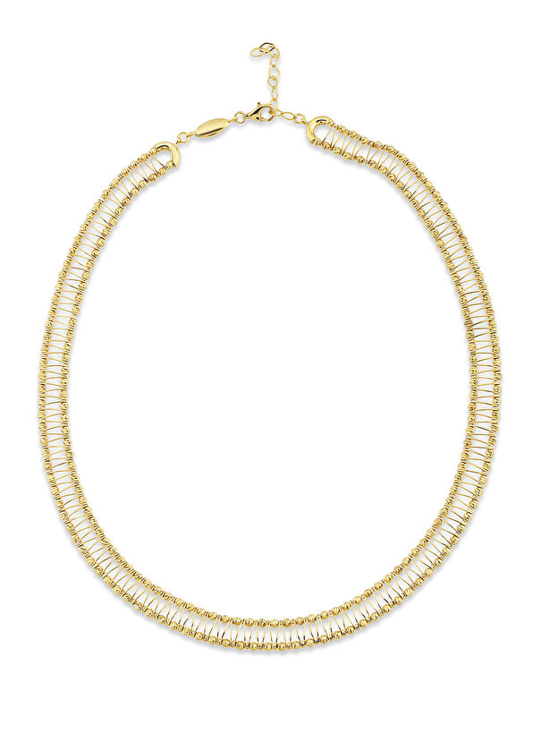 Orena Jewelry Twister 925 Sterling Silver 24K Gold Plated Women's Choker Necklace - 1