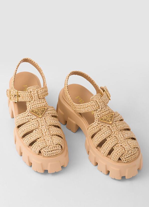 Prada Monolith Kroşe Kafes Model Sandalet - 4