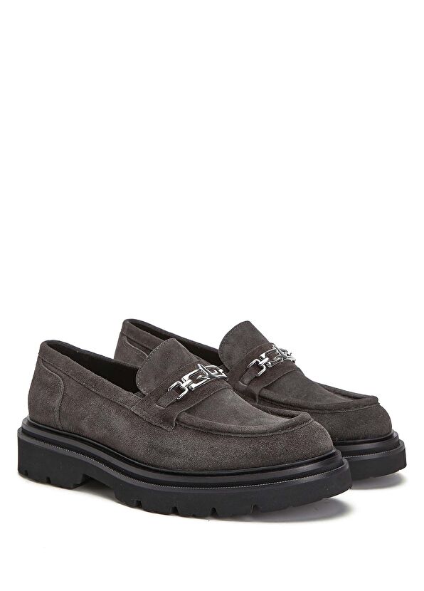 Beymen Club Women's Suede Loafer With Anthracite Chain Suede D - 2
