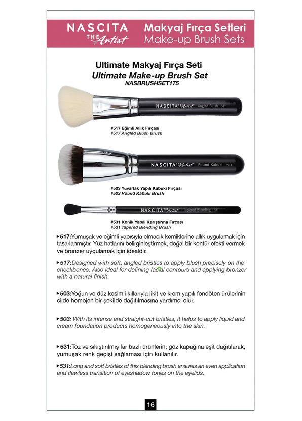Nascita Artist Serie Ultimate Makyaj Fırça Seti NASBRUSHSET175 - 4