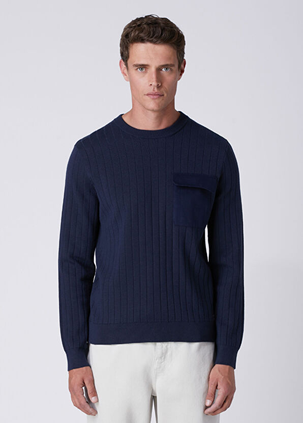 Beymen Club Navy Blue Gabardine Pocket Sweater - 1