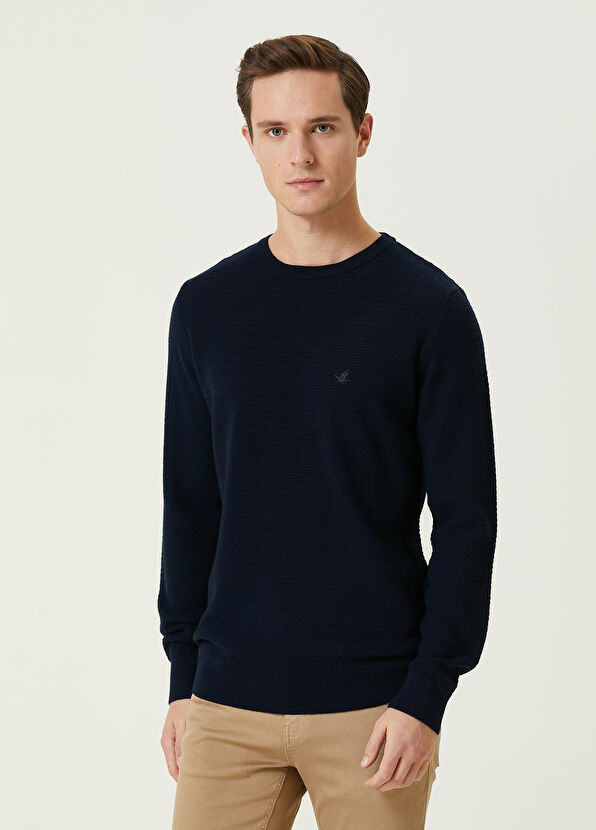 Beymen Club Navy Blue Textured Wool Sweater - 1