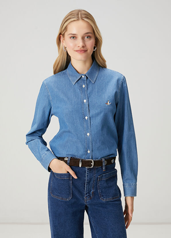 Beymen Club Blue Basic Denim Shirt - 4