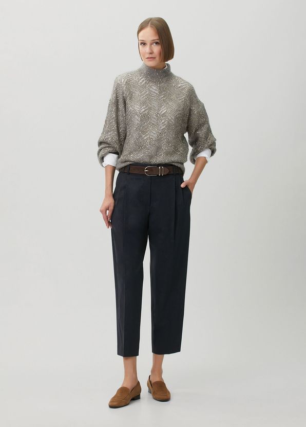 Brunello Cucinelli Dark Blue Wool Pants - 1