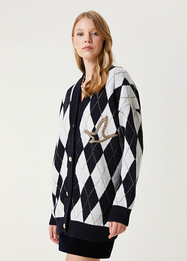 Beymen Club Lacivert Baklava Desenli Yün Hırka - 4