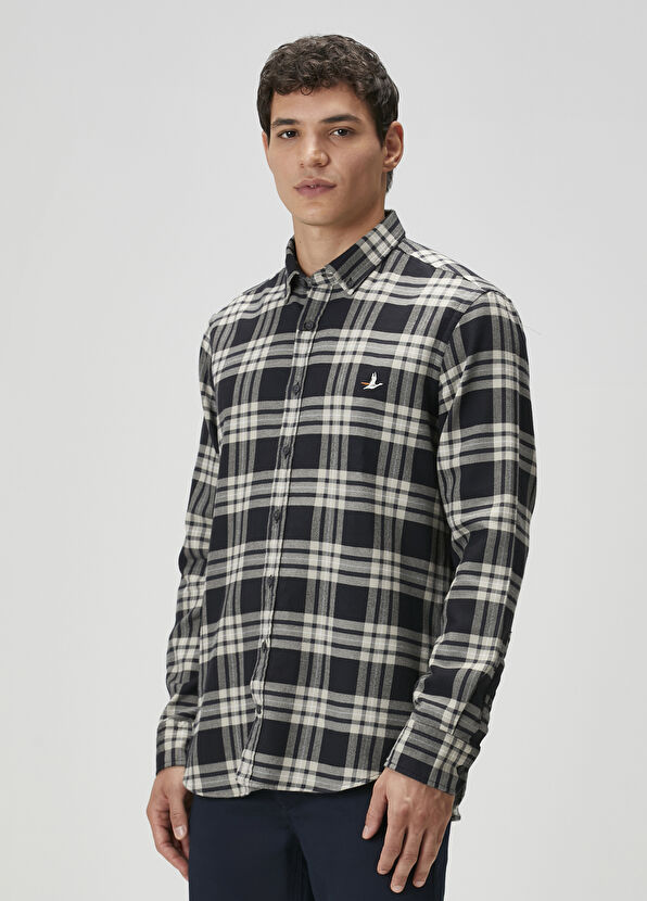 Beymen Club Lacivert Ekose Desenli Gömlek - 4