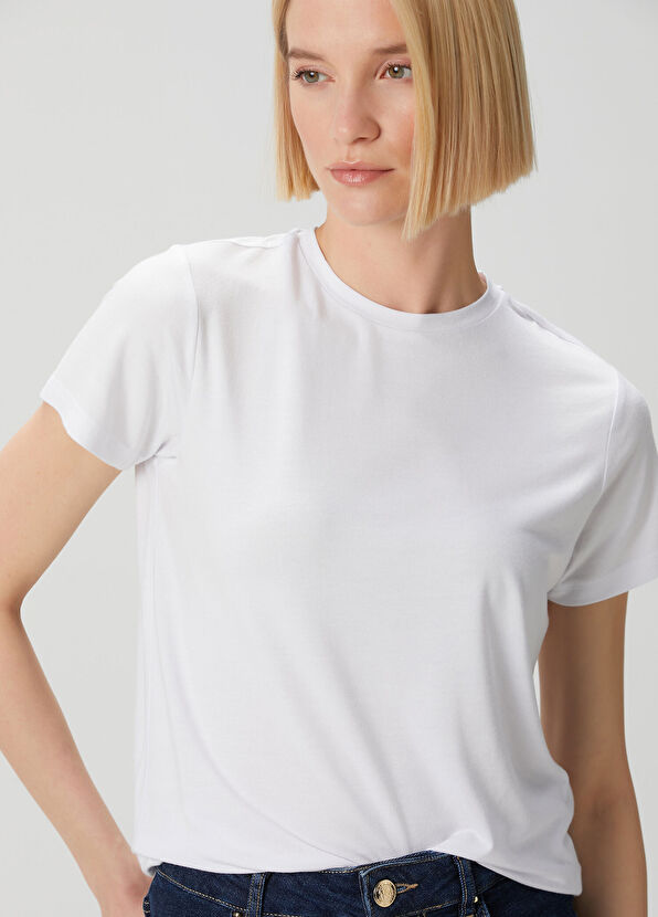 Beyaz Modal T-shirt - Görsel 3