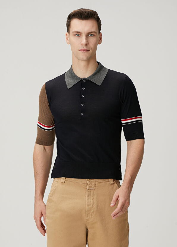 Thom Browne Lacivert Yün Polo T-shirt - 1