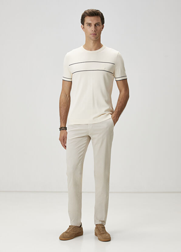 Beymen Club Off-White Line Jacquard Short Sleeve Sweater - 2