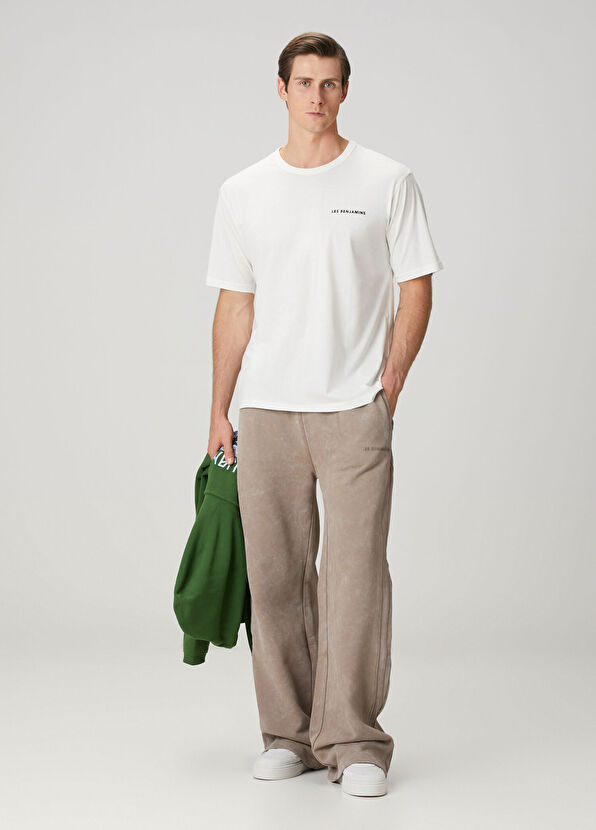 Beyaz Logo Baskılı T-shirt - Görsel 3