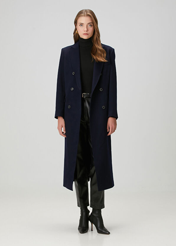 Beymen Collection Lacivert Yün Kaban - 1