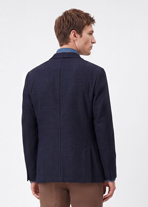 Beymen Club Navy Blue Dobby Double-Breasted Blazer - 4