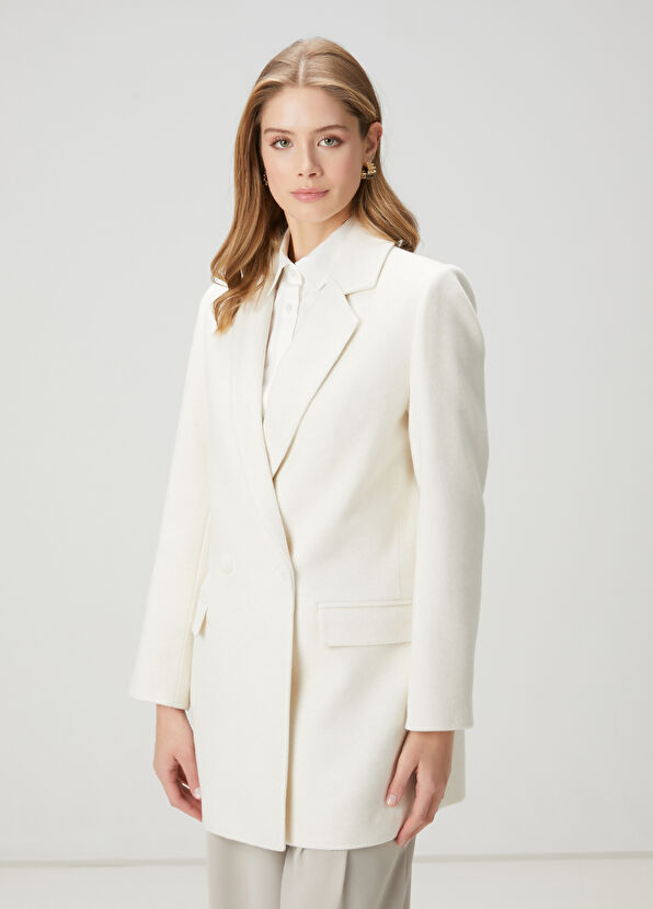 Beymen Club Ecru Double-Breasted Coat - 1