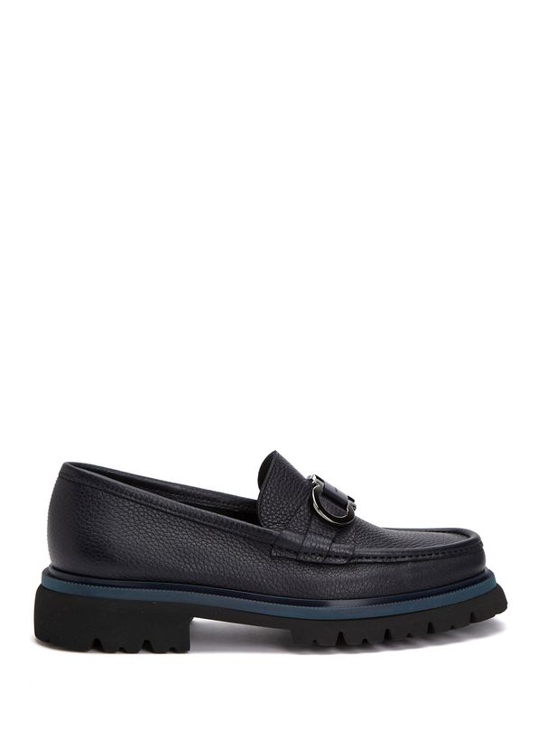 Ferragamo Bleecker Navy Blue Men's Leather Laofer - 1