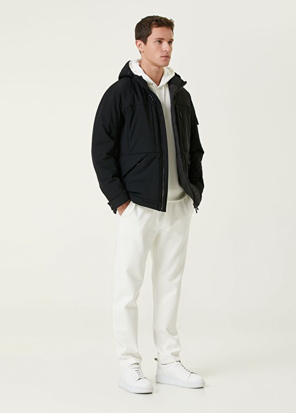 Beymen Club Black Hooded Coat with Sleeve Pocket Detail - 3