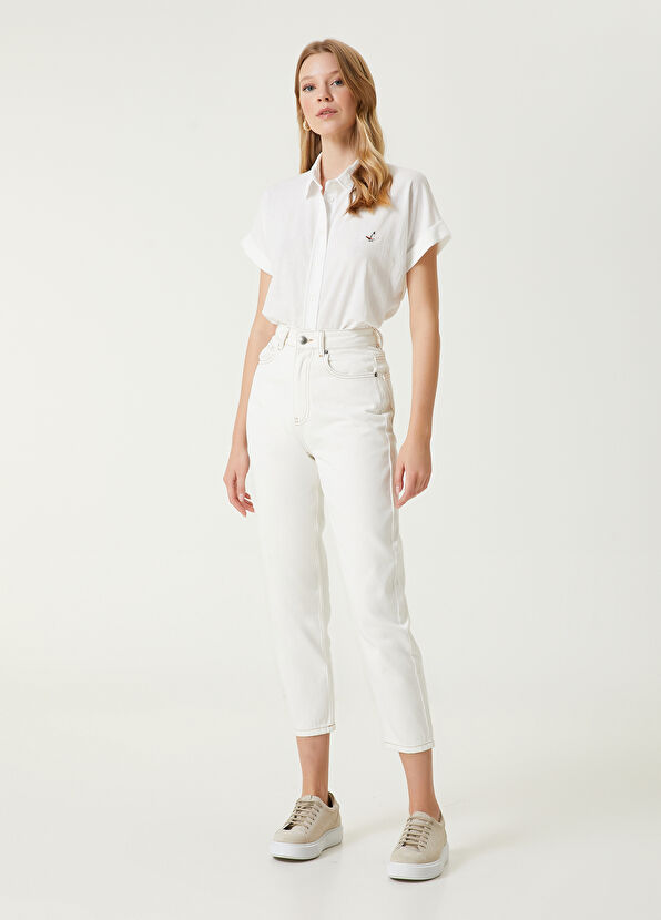 Beymen Club Ekru Klasik Mom Fit Jean Pantolon - 1
