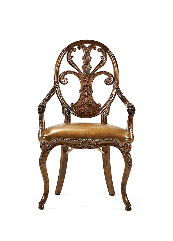 Jonathan Charles Windsor Antique Chestnut Brown Wooden Dining Room Chair - 1