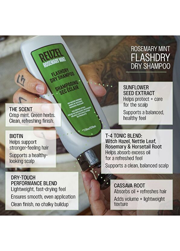 Reuzel Flashdry Biberiye ve Nane Özlü Kuru Şampuan 210 ml - 4
