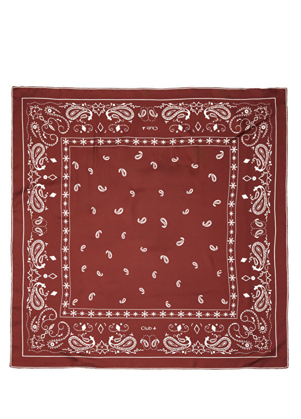 Beymen Club Burgundy Paisley Patterned Silk Scarf - 2