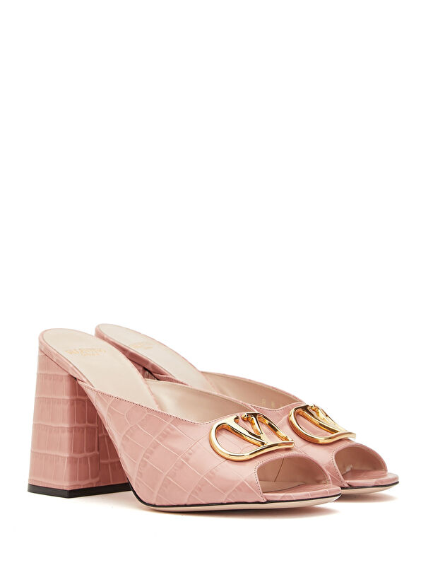 VLogo Pembe Kadın Deri Terlik - Görsel 3