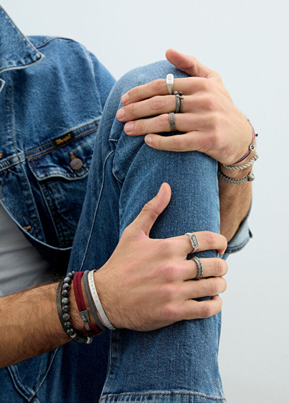 Melie Jewelry Marcus 925 Ayar Gümüş Siyah Pırlantalı Erkek Bileklik - 2