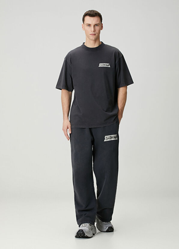 Balenciaga Masking Tape Siyah Logo Baskılı T-shirt - 2