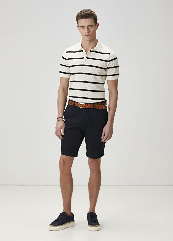 Beymen Club Cream Navy Blue Polo Knitwear - 3