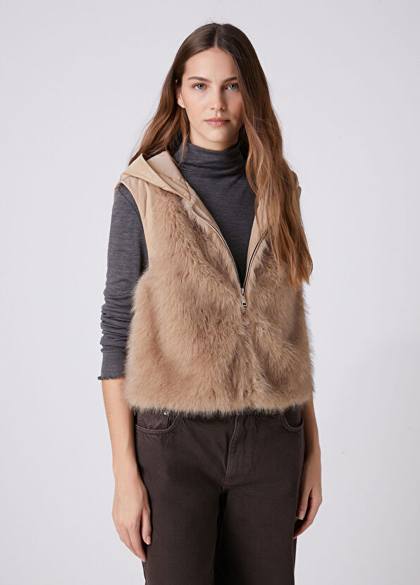 Beymen Club Beige Hooded Puffer Vest - 4