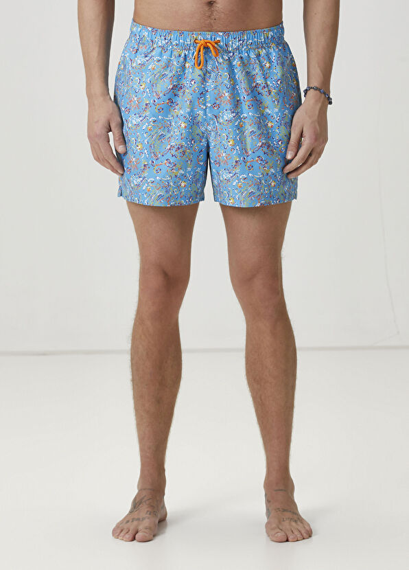 Beymen Club Light Blue Floral Print Swimwear - 2