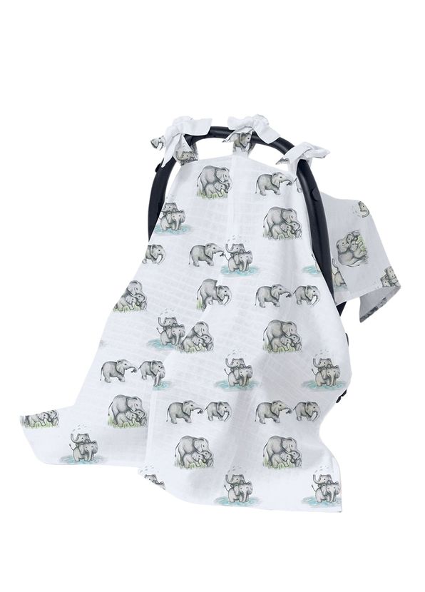 Deux Lapins Les Êlêphants Muslin Baby Stroller Cover - 1