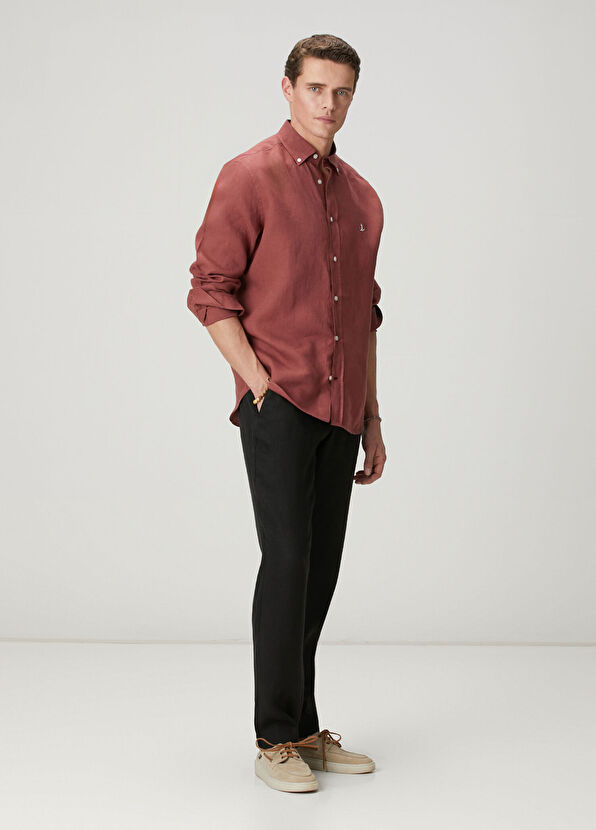 Beymen Club Dusty Rose Comfort Fit Linen Shirt - 3