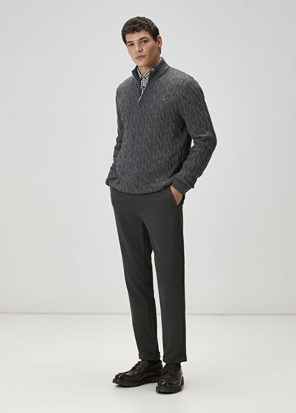 Beymen Club Antrasit Yakası Fermuarlı Kazak - 3