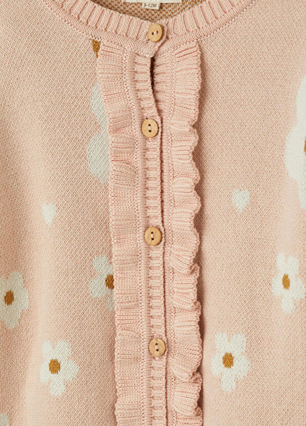 Patique Kids Pembe Çiçekli Organik Pamuk Uzun Kollu Kız Bebek Tulum - 2