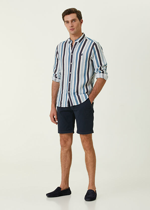 Beymen Club Slim Fit Lacivert Twill Şort - 1