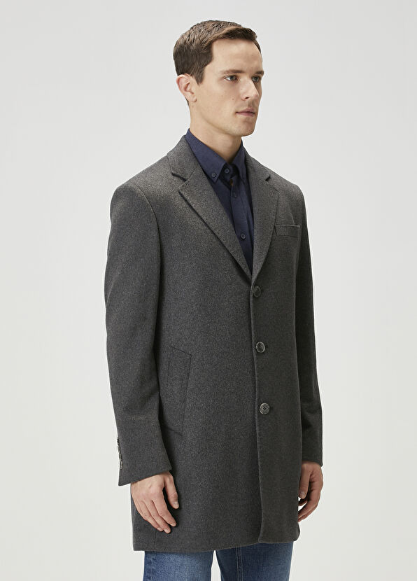 Beymen Club Gri Yün Kaşe Palto - 3