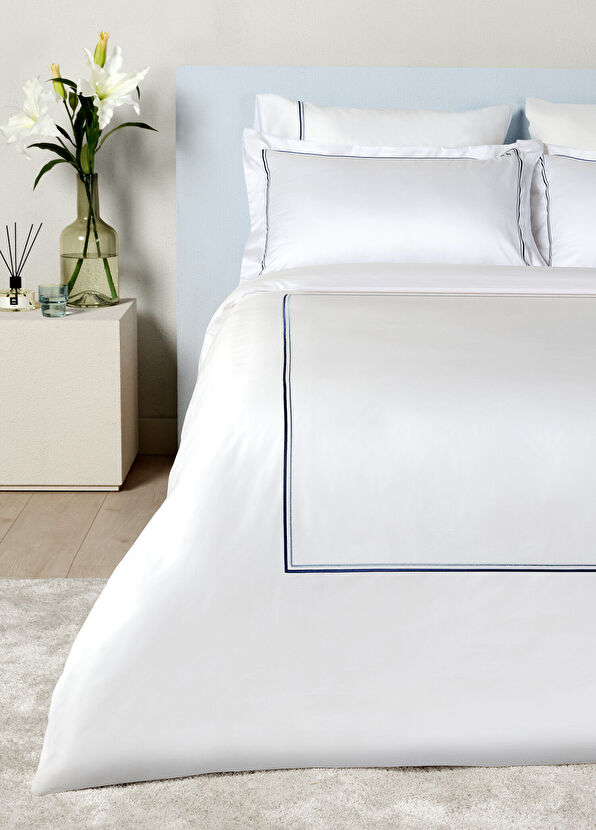 Ren Home Neema Horizon Lacivert Çizgili Pamuk Saten Çift Kişilik Nevresim Takımı 200 x 220 cm - 2