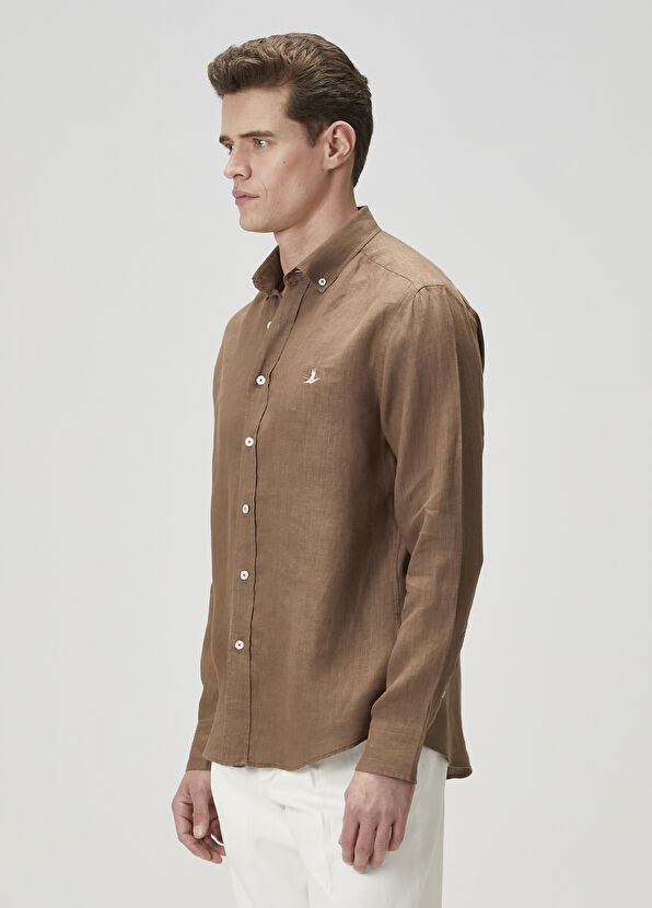 Beymen Club Comfort Fit Vizon Keten Gömlek - 4