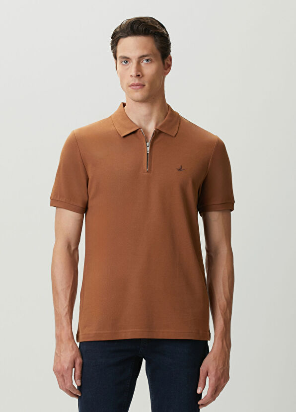 Beymen Club Açık Kahverengi Polo Yaka Fermuarlı T-shirt - 1
