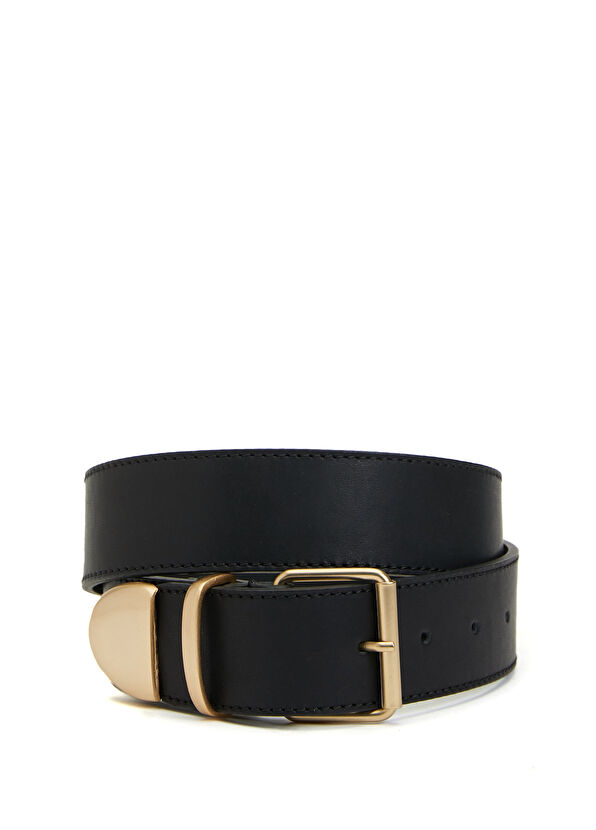 Beymen Club Siyah Fırfır Tokalı Kadın Deri Kemer - 1