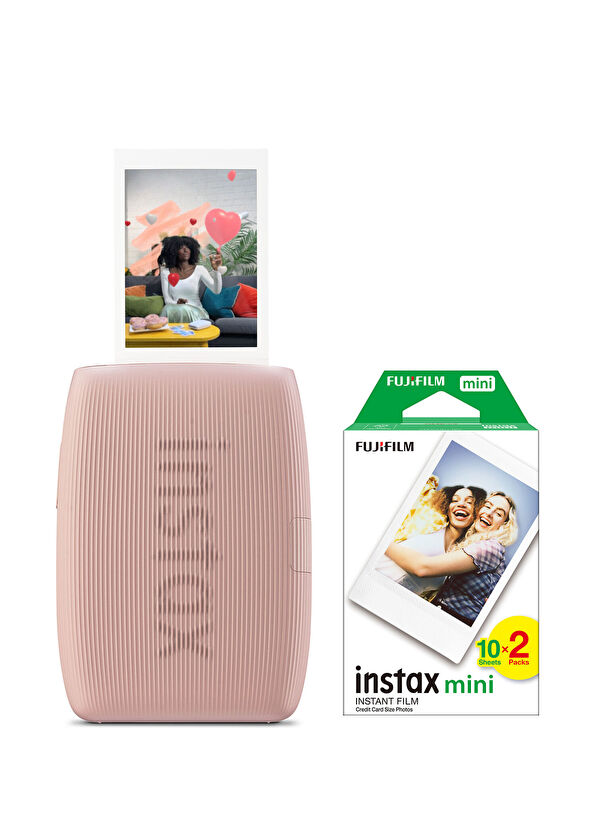 Resim Instax mini Link 3 Pembe Akıllı Telefon Yazıcısı ve 20'li Mini Film 