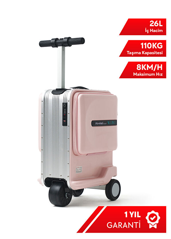 SE3miniT Pembe Kabin Boy Elektrikli Binilebilir Scooter Valiz - Görsel 3