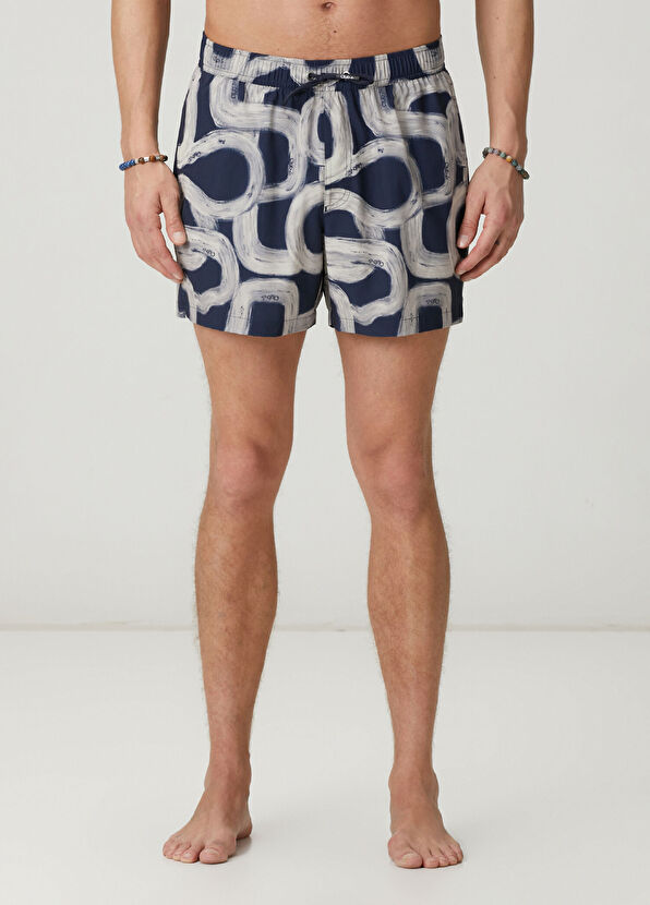 Beymen Club Navy Blue Patterned Short Swimsuit - 2