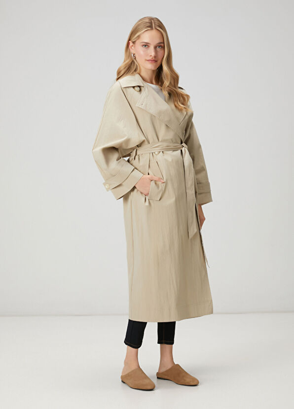 Beymen Club Papertouch Oversize Beige Overcoat - 3