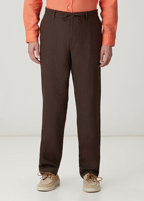 Beymen Club Kahverengi Beli Kordonlu Keten Pantolon - 2