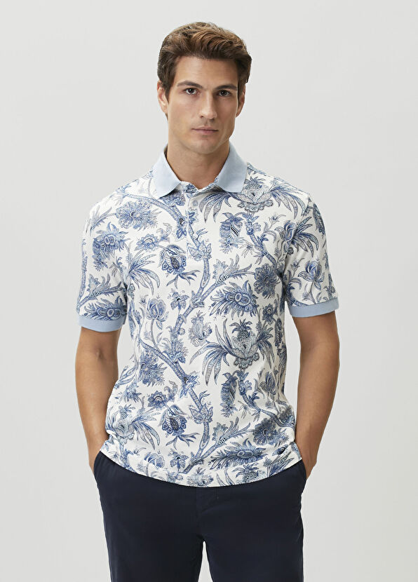 Etro Blue White Polo Ethnic Print Sweatshirt - 1