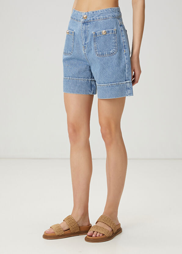 Beymen Club Mavi Denim Şort - 4