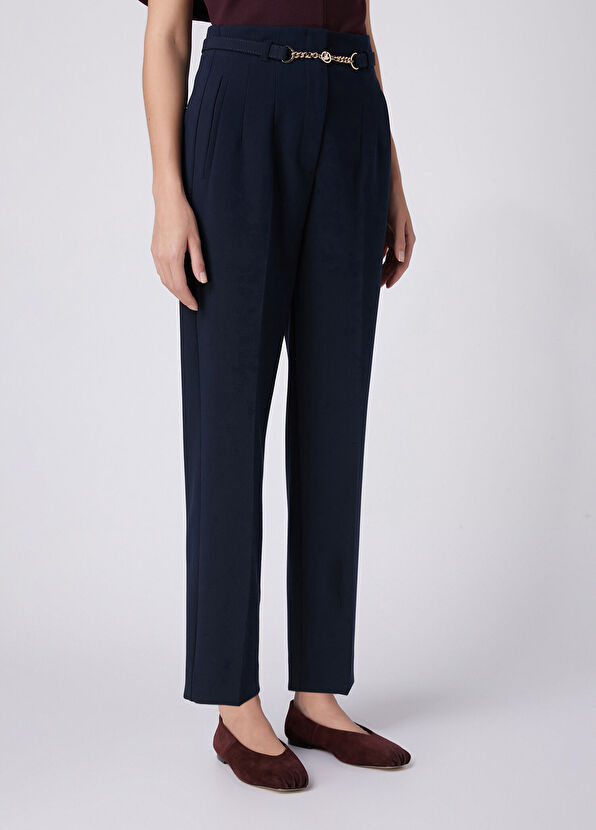 Beymen Club Navy Logo Belted Carrot Pants - 2