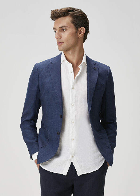 Beymen Club Navy Blue Linen Jacket - 3
